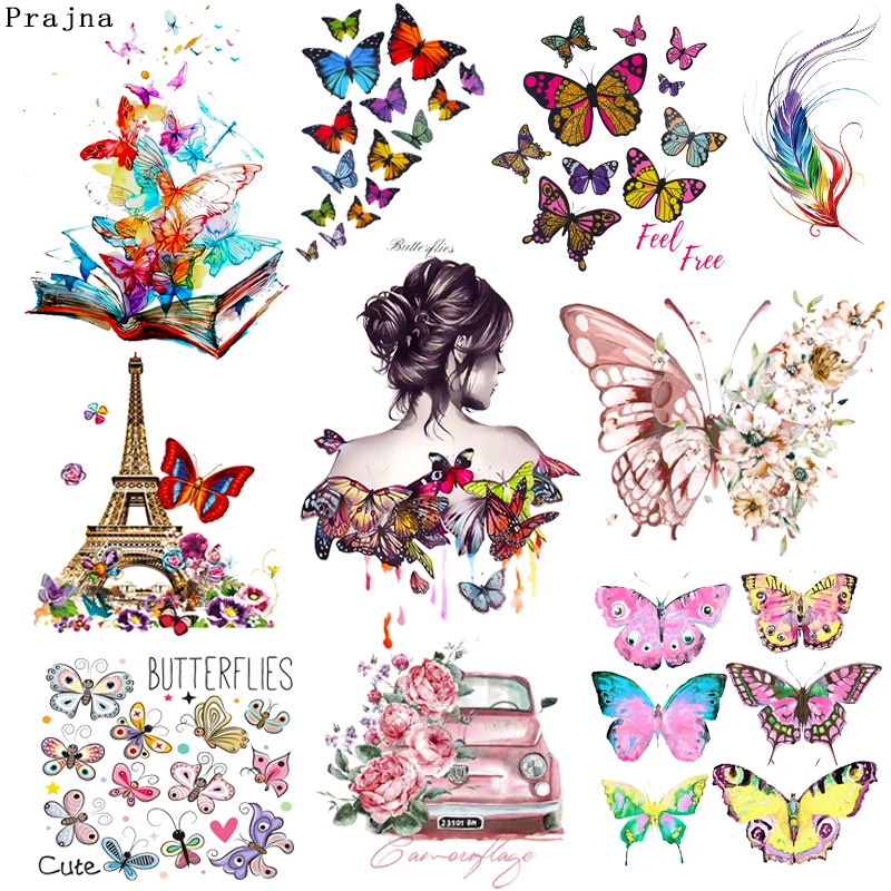 

Prajna Butterfly Flower Patch Applique Iron On Patches For Clothing T Shirt Heat Transfer Patches Thermal Sticker On Clothes