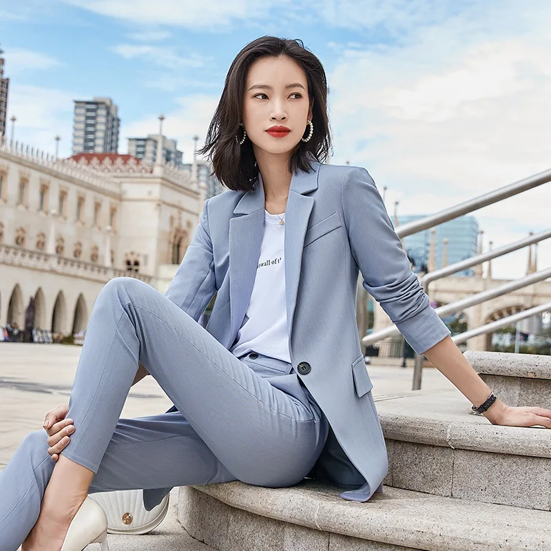 

Office Ladies Formal Suit 2021 Autumn Women Fashion Single Button Slim Blazer+Suit Pants Two Piece Set Casual Solid Jacket Coat
