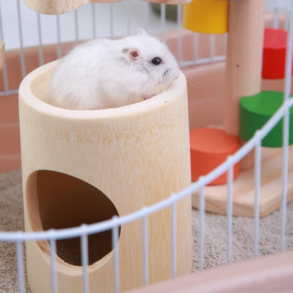 Новое 2 отверстия маленькое животное хомяк бамбуковый Дом Гнездо подвесная