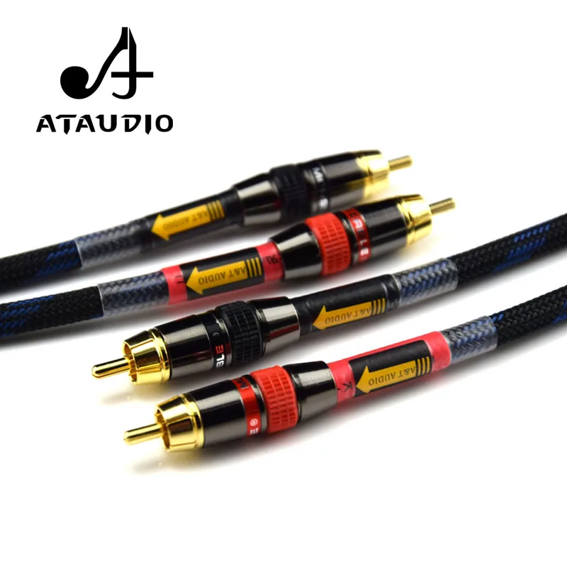 Кабель ATAUDIO Hi-Fi RCA 2RCA высококачественный 4N OFC аудиокабель штекер-штекер для