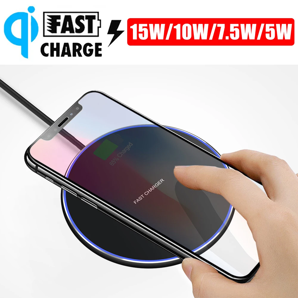 15 Вт Быстрое беспроводное зарядное устройство для iPhone 11 Pro Max X Xs XR 8 Plus Зарядка samsung