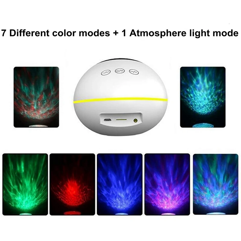

New Ocean Wave Night Light Projector Bluetooth with Remote 8 Color Modes and 8 Ambient Nature Tunes for Baby Kids Adults