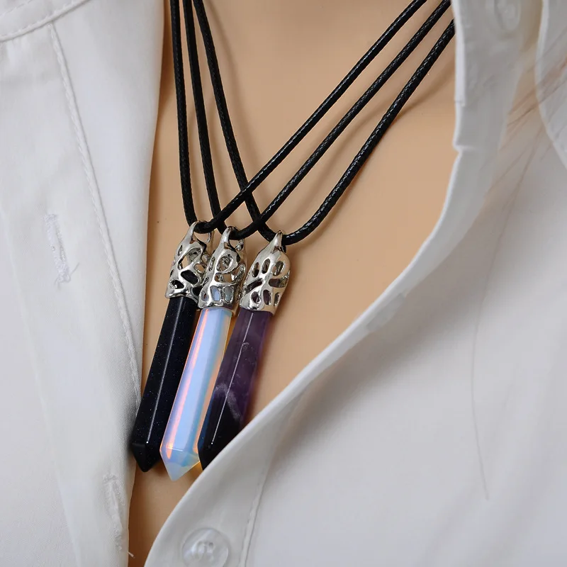 Ожерелье с подвеской из натурального хрусталя ожерелье шестигранной ювелирное