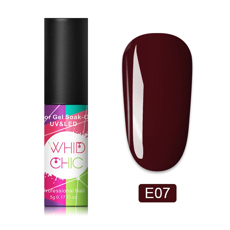 E07 WHID CHIC 1 бутылка 5 мл Блестящий цветной Гель-лак для ногтей Блестящие Блестки долговечный впитывающий УФ-гель для ногтей для самостоятельного дизайна ногтей - Цвет: E07