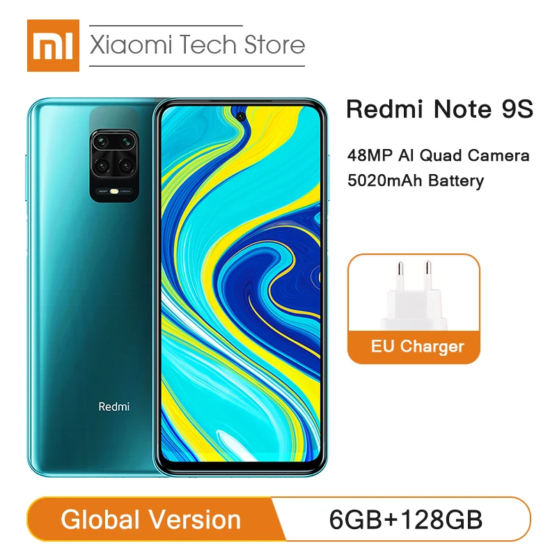 Глобальная версия Xiaomi Redmi Note 9S 6 ГБ 128 Гб Смартфон Snapdragon 720 Octa Core 5020 мАч 48MP Quad Camera 67
