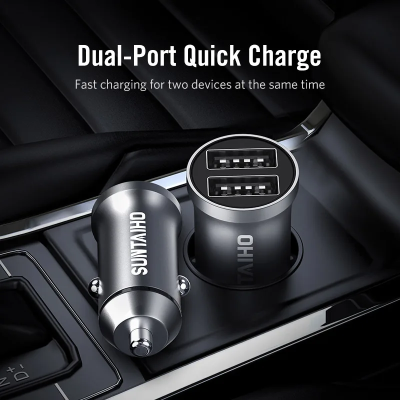 Suntaiho Mini 12-24 в двойной usb порт автомобильное зарядное устройство Быстрая зарядка мобильного телефона автомобильное зарядное устройство для Iphone 7 7 plus SE для samsung S6 S5