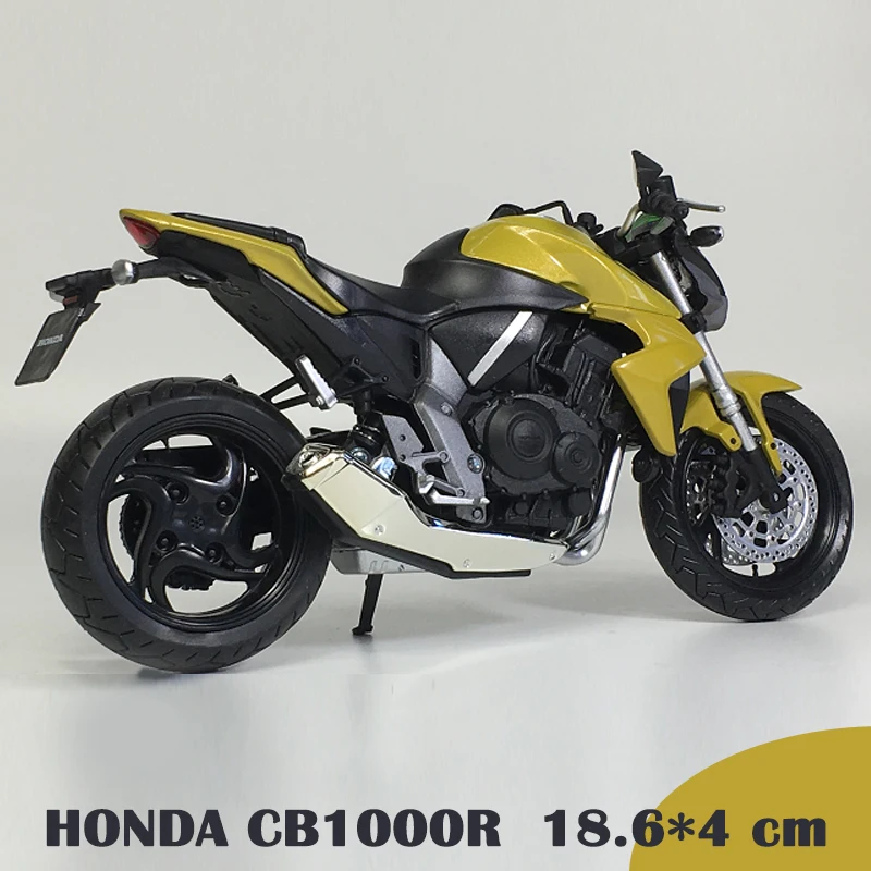 HONDA CB1000R yellow 1:12 HONDA CB750 Police Motorcycle Cruiser Diecast Simulation 17CM Engine Display Model Boy Birthday Gift - Цвет: HONDA CB1000R yellow