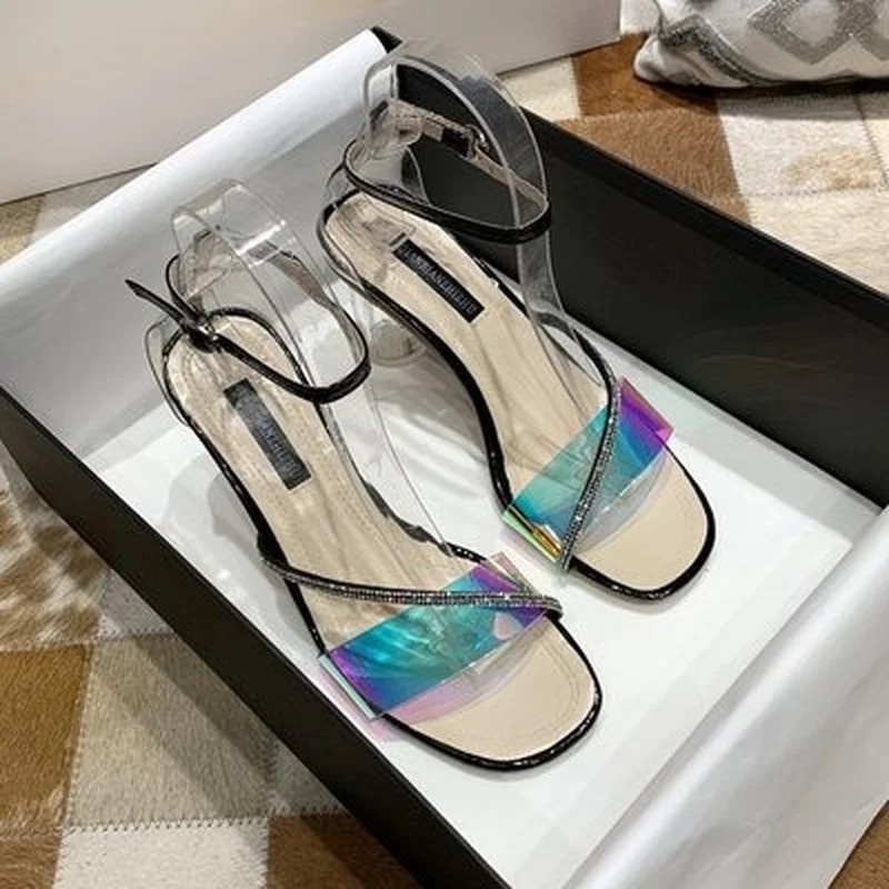 

2021 Women's Sandals New All-match Hot Sale Sandals Women Summer New Colorful High Heel Rhinestone Fashion Sexy Sandals Women
