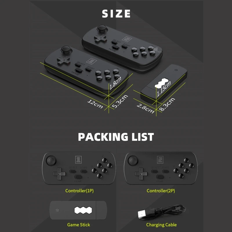 

USB Wireless Handheld TV Video Game Console Build In 1700/3500+ Classic Games J60A