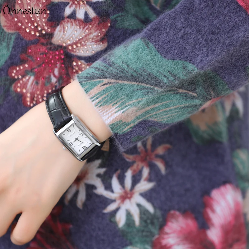 

Sweater Dress Autumn Fashion Long Sleeve Pullovers Knitwear Jumper Plus Size Pull Soft Floral Print Long Sweater Women