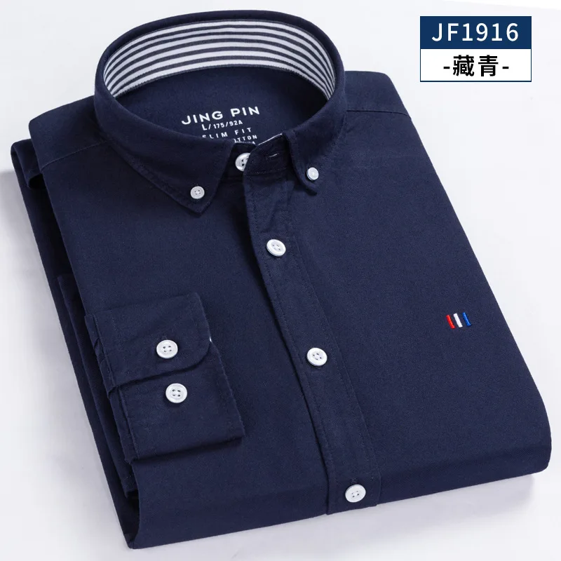 High Quality S-6XL 100% Pure Cotton Oxford Men's Plaid Shirts Man Home Casual Long sleeve Shirt for Men White Black Blue Shirt