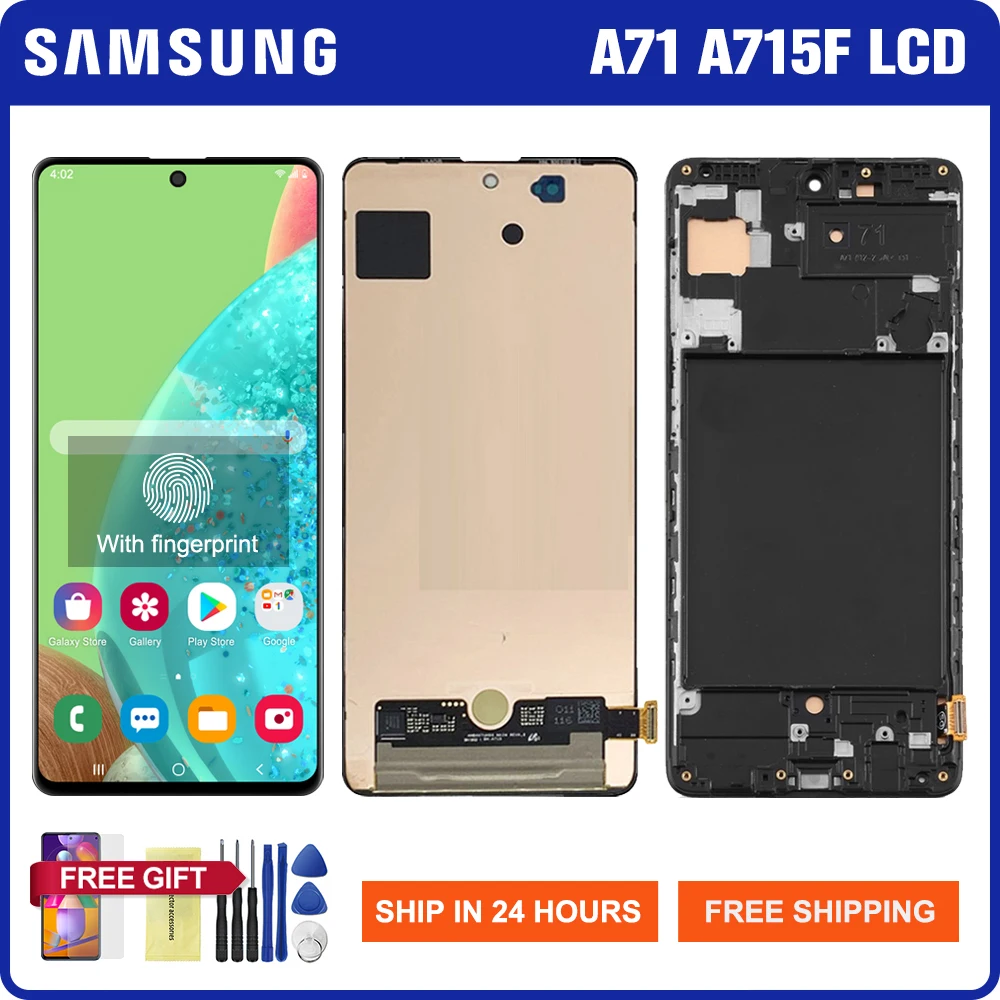 

ЖК-дисплей 6,7 дюйма для Samsung Galaxy A71, ЖК-дисплей с сенсорным экраном, дигитайзер в сборе с рамкой для Samsung A71, A715, A715F