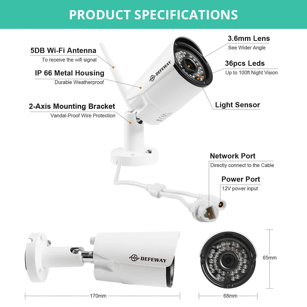 Акция! 8CH Беспроводной CCTV Системы H.265 + 1080P WI FI NVR Kit 2MP IR CUT наружного видеонаблюдения
