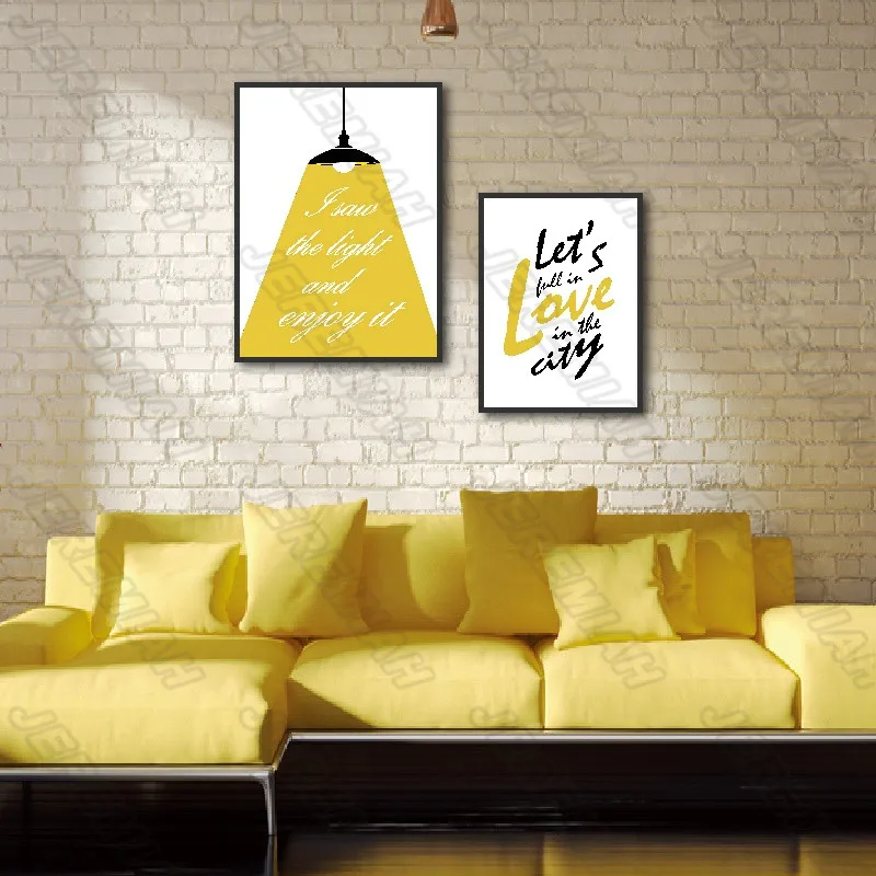 

Moon Yellow Desk Lamp Letter Poster Nordic Style Wall Art Canvas Print Painting Modern Living Room Decoration