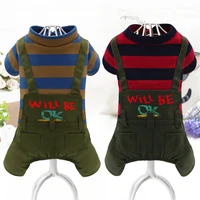letter print casual clothes pet classic dog clothing striped four legs bib pants cat winter warm jumpsuit warm products