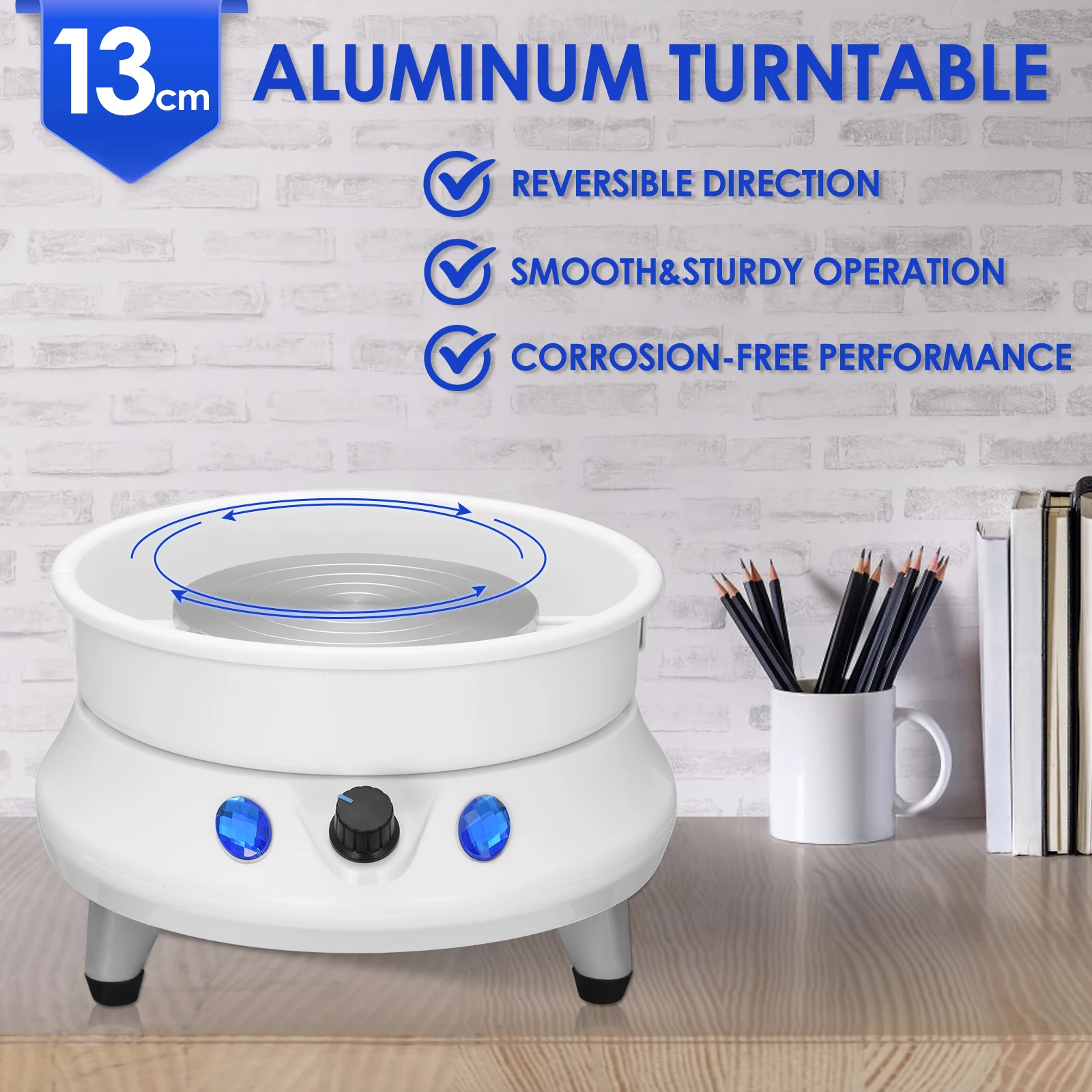 

60W Electric Pottery Wheel Machine Ceramic Work Adjustable Speed 13cm Turntable Circle Potters DIY Clay Art Craft Hand Tools
