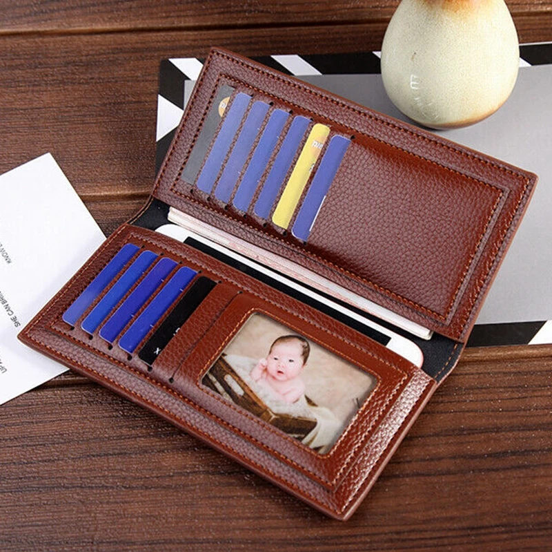 Новинка мужской Роскошный кошелек двойного сложения Длинный клатч для