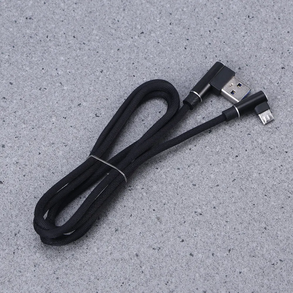 

1M Right Angle USB Micro Cable Braided USB 2.4 A to 90 Degree Data Cable Charger Cord for Universal Phone (Green)