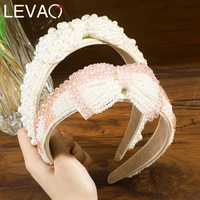levao new luxury shiny full pearl headband for women fashion hairband girls hair hoop bezel turban hair accessorie