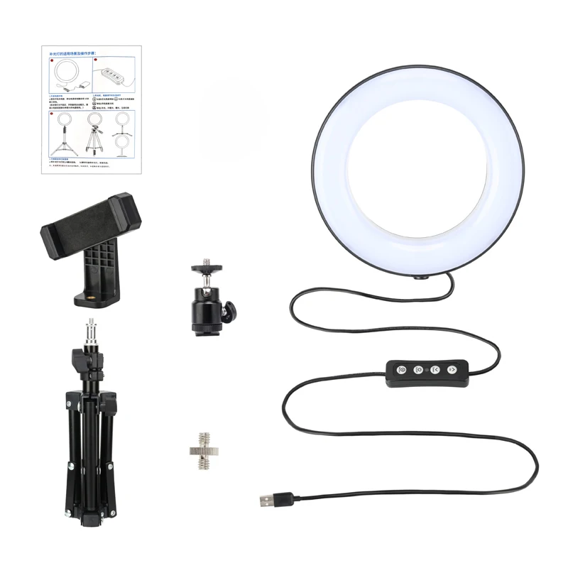 кольцевая лампа штатив Светодиодный светильник для селфи 45 см с держателем