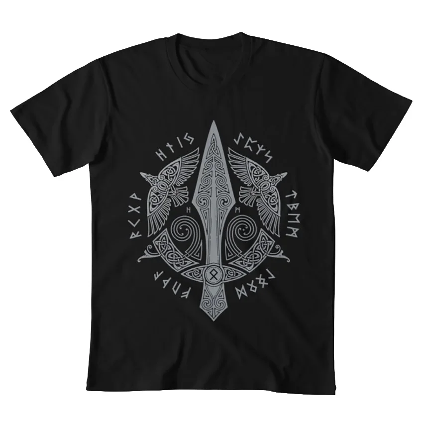 GUNGNIR футболка gungnir odin odinism odins копье Футболка с принтом копьё ravens hugin and munin