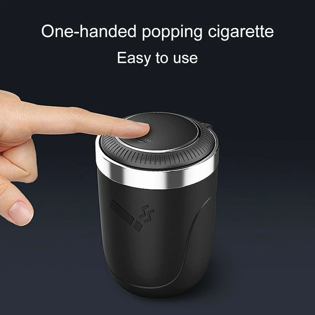 

Car Ashtray with Lid Portable Car Cigarette Ashtray with Blue LED Light