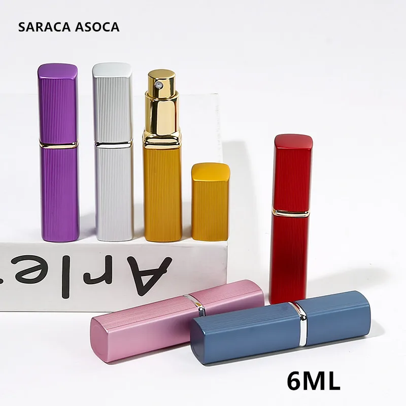30 штук/лот 6 мл Высококачественная алюминиевая трубка Стеклянные флаконы для духов с распылителем Пустые мини-флаконы без логотипа.