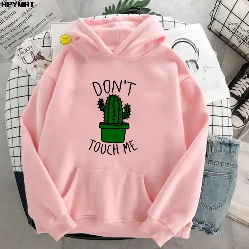 Женская хипстерская толстовка с капюшоном и принтом кактуса | одежда