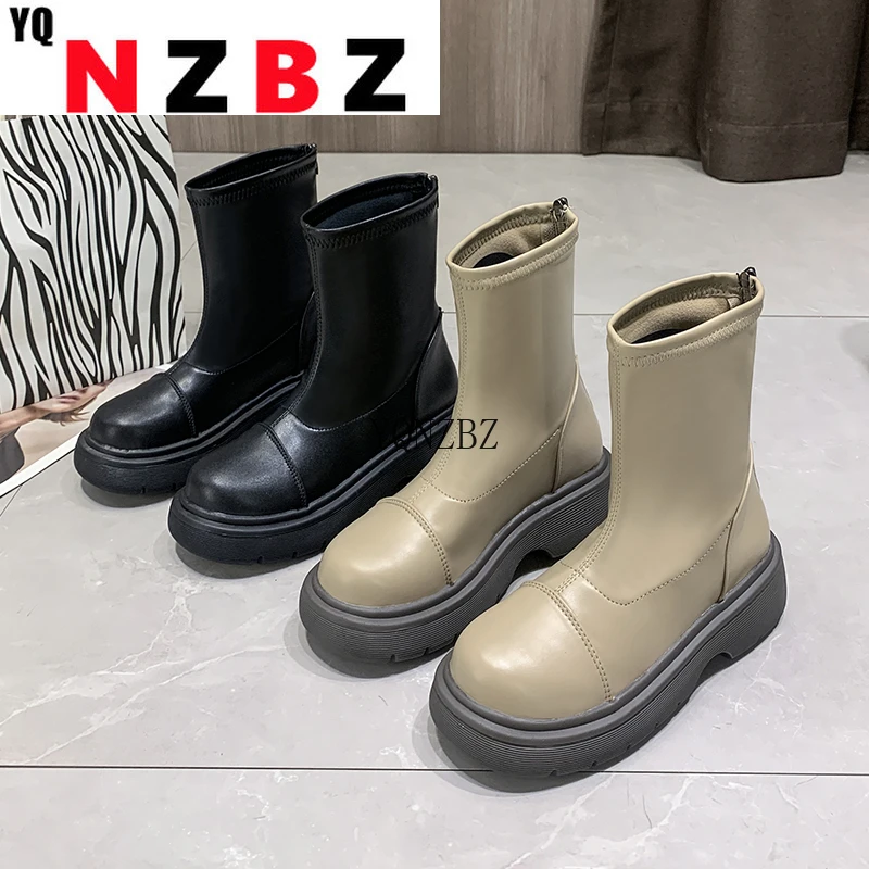 

New Fashion Women Leather Ankle Boots Platform Thick Bottom Shoes Casual Female Footwear Size 35-40 Ytmtloy Botines De Mujer