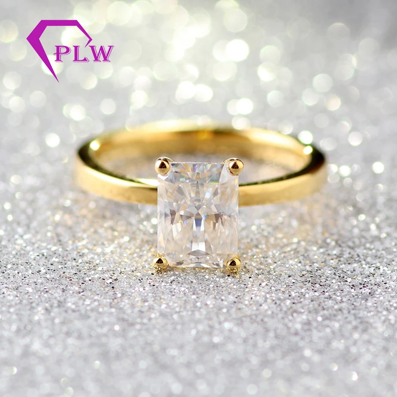 6*8 мм Сияющий граненый настоящий Муассанит DEF великолепное обручальное кольцо 14K