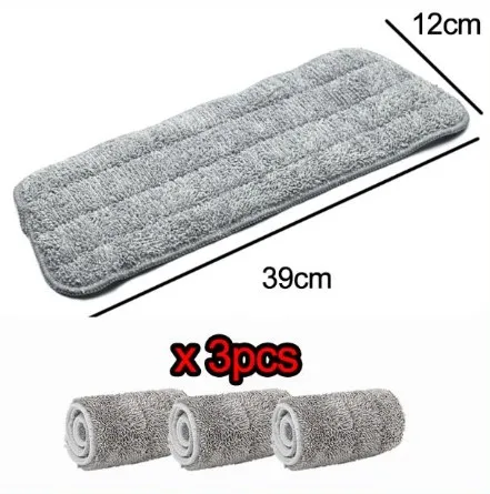 3PCS Бытовая спрей тряпка из микрофибры Бытовая пылеочистительная прокладка многоразовая микрофибра Швабра - Цвет: 3PCS