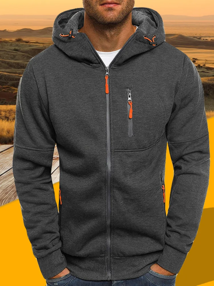 

Jackets Men Autumn Casual Sweatshirt Fashion Hip Hop Hooded Jacket Men Solid Fleece Zipper Coats Men Jacket Men Clothing