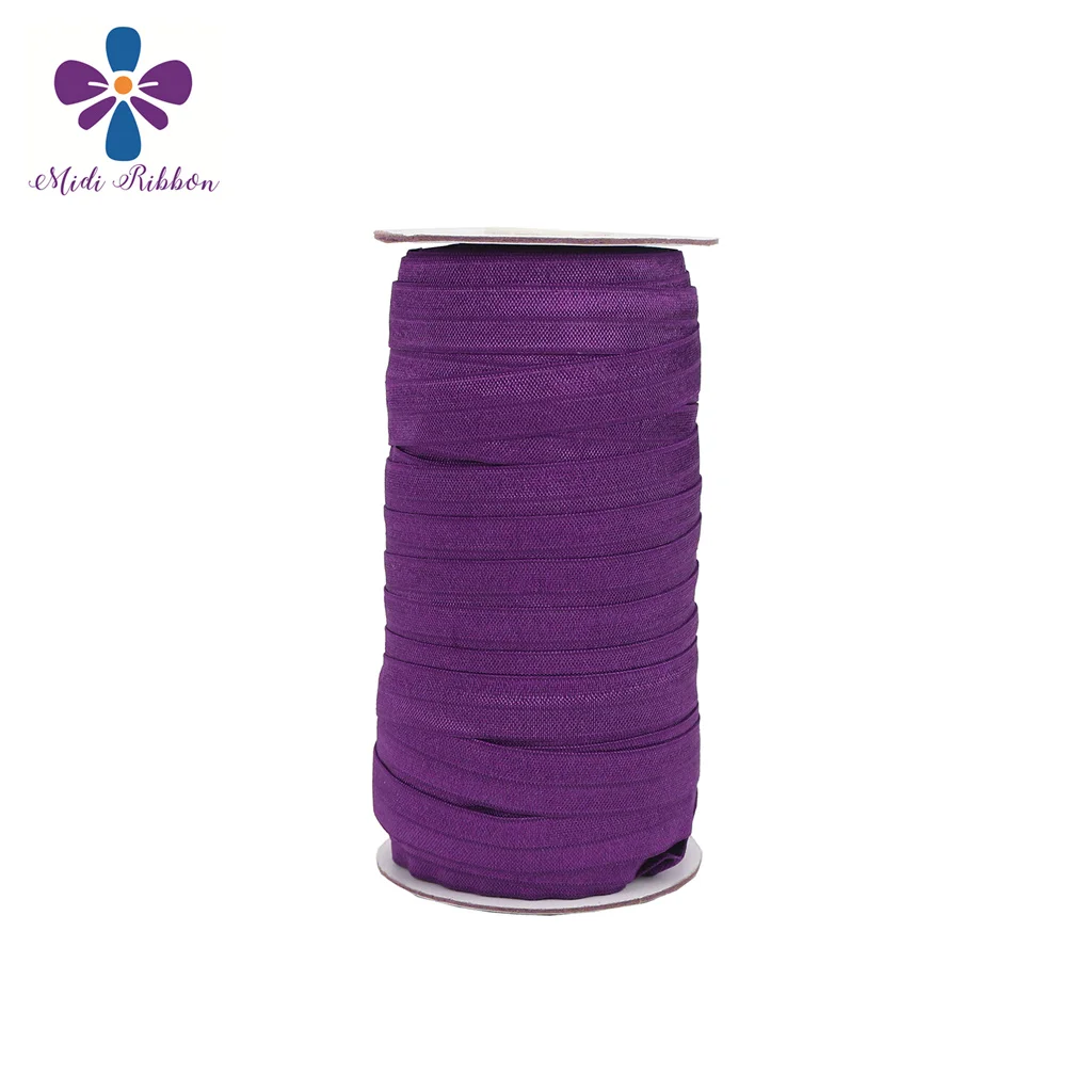 

Plum 5/8'' 15mm Solid Plain Matt Fold Over Elastic FOE Elastic Ribbon 50y/lot handmade hair tie headband sewing supplies