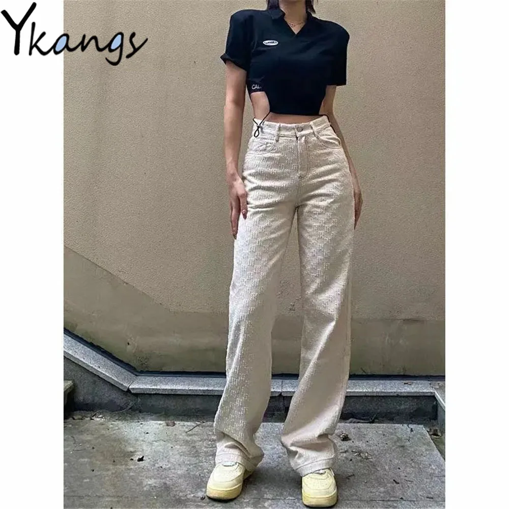 

Y2k Frayed Loose High Waist Wide Leg Jean Harajuku Streetwear Women Gothic Denim Pant American Trendy Fairycore Desigual Trouser