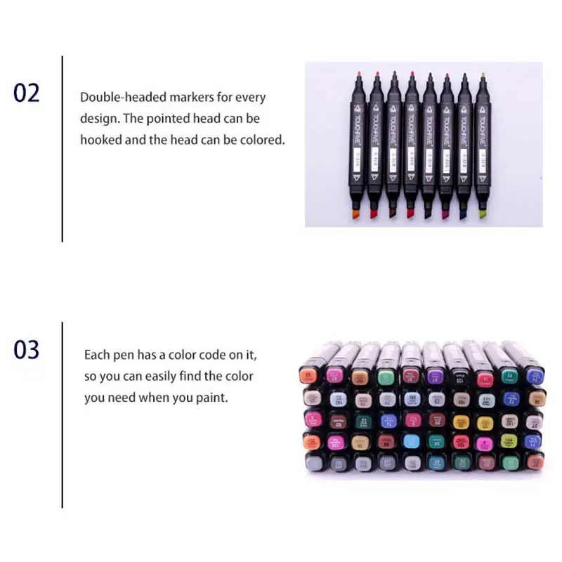 80 шт. цветной рисунок пером алкоголя пера эскиз Фломастер кисть двойная ручка