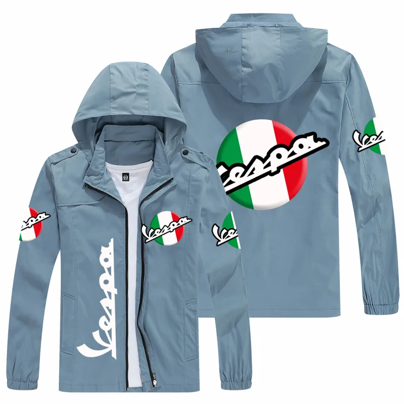

New Men Jacket VESPA Logo Print Zipper Jackets Punk Fashion Slim Casual Baseball Uniform Biker Jacket Coat Tops S-XXL