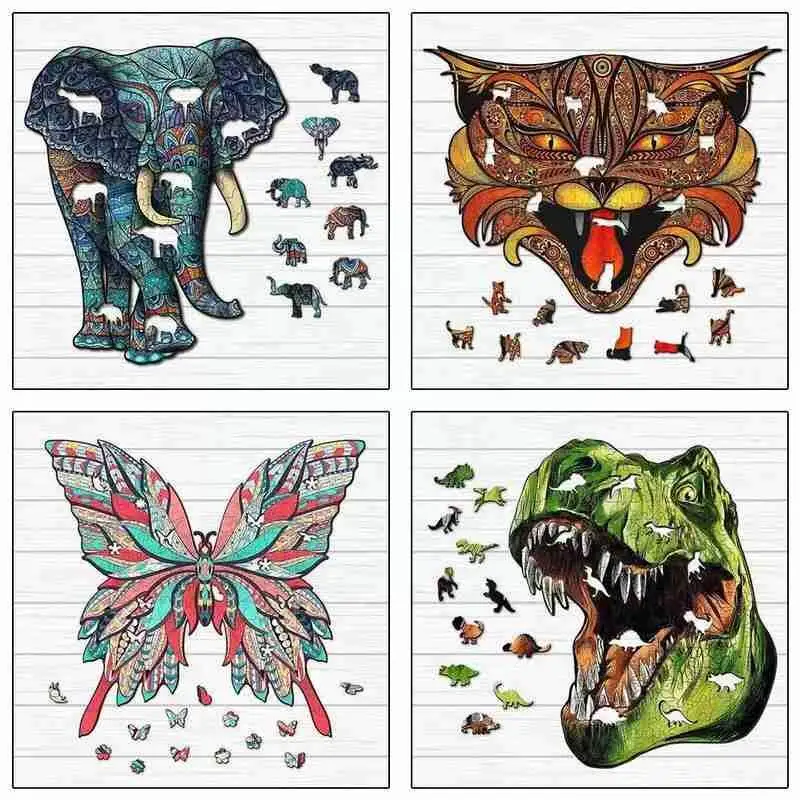 

Dinosaur Wooden Jigsaw Puzzle Toy Wooden Puzzles For Adults Educational Puzzle Gifts Christmas Toys Games Butterfly Wooden
