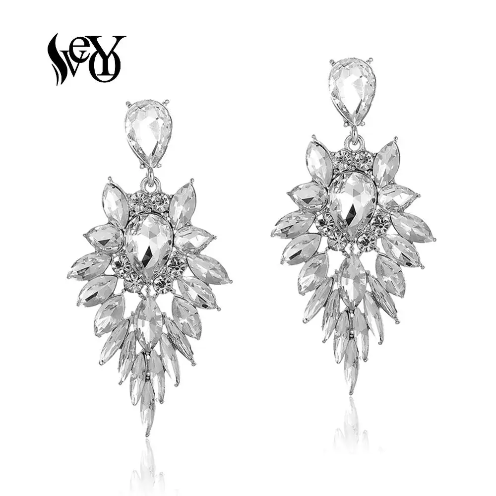 

VEYO Elegant Dress Matching Crystal Dangle Earrings for Women Luxurious Fashion Jewelry Free shipping