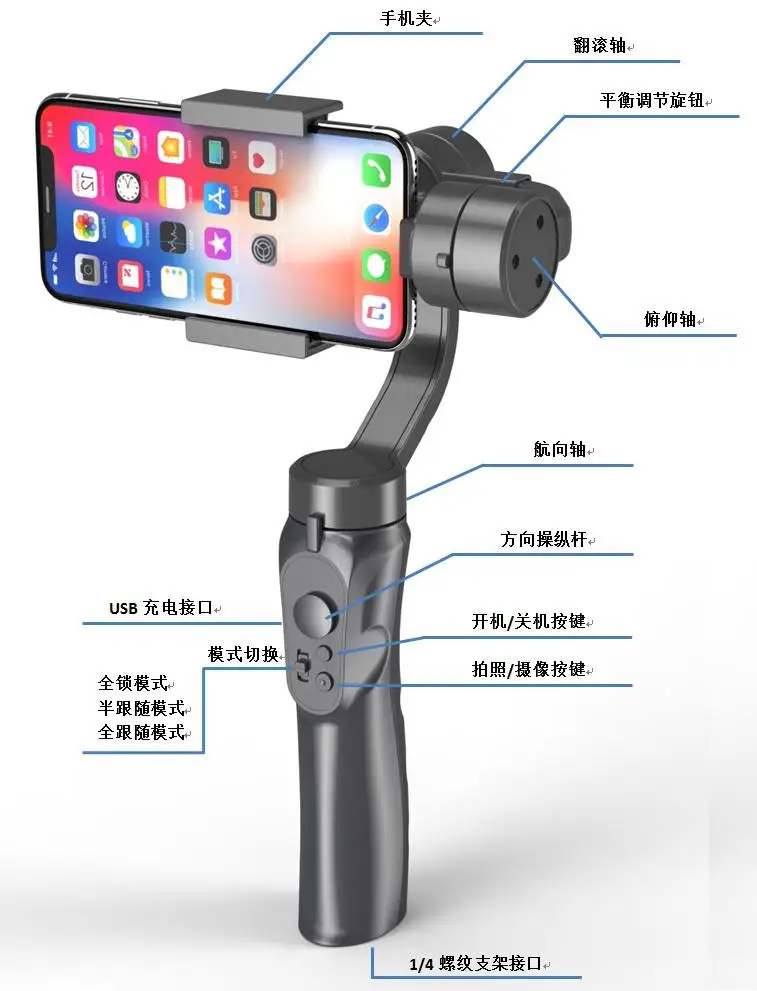 

HiMISS Handheld Gimbal Stabilizer w/Focus Pull & Zoom for iPhone 11XS XR X 8Plus for Samsung Action Camera