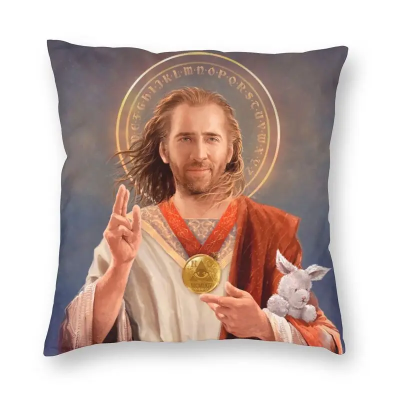 

Nordic Saint Nicolas Cage Cushion Covers Sofa Living Room Funny Meme Square Throw Pillow Cover 40x40 for Home Decorative Cushion