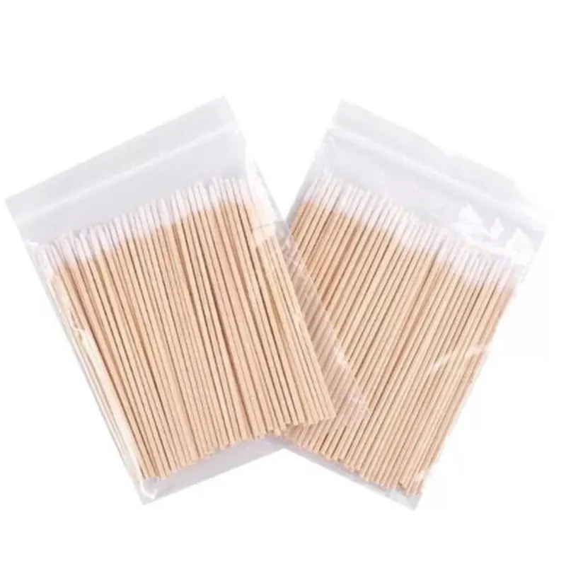 100/300/500 stücke Holz Baumwolle Tupfer Kosmetik Permanent Make-Up Ohr Sauber Sticks Knospen Micro Pinsel Wimpern Kleber entfernen Werkzeug – Detail 8