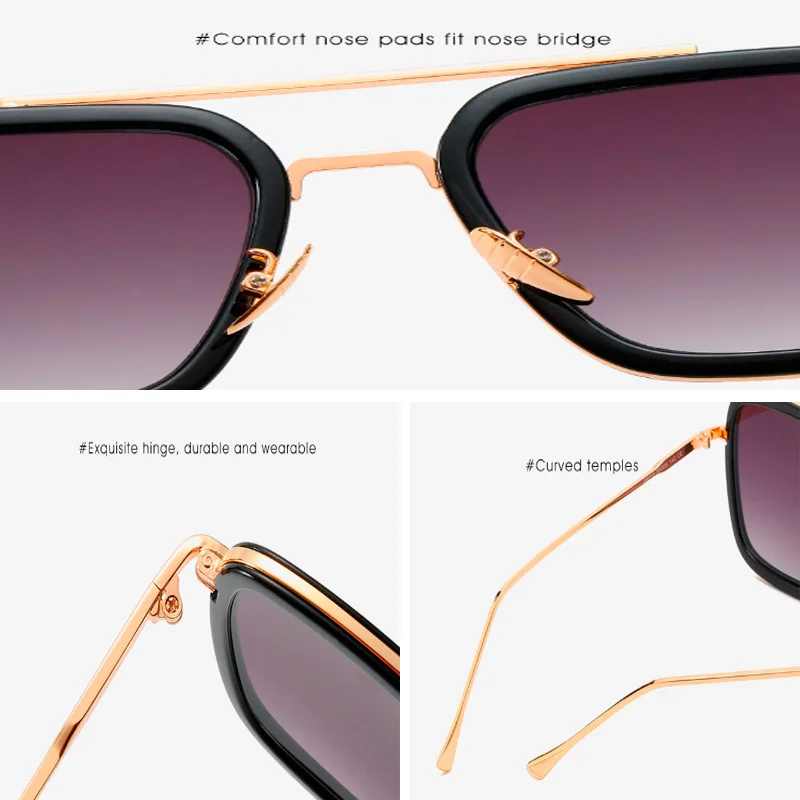 Мужские солнцезащитные очки в стиле стимпанк с металлическим квадратным