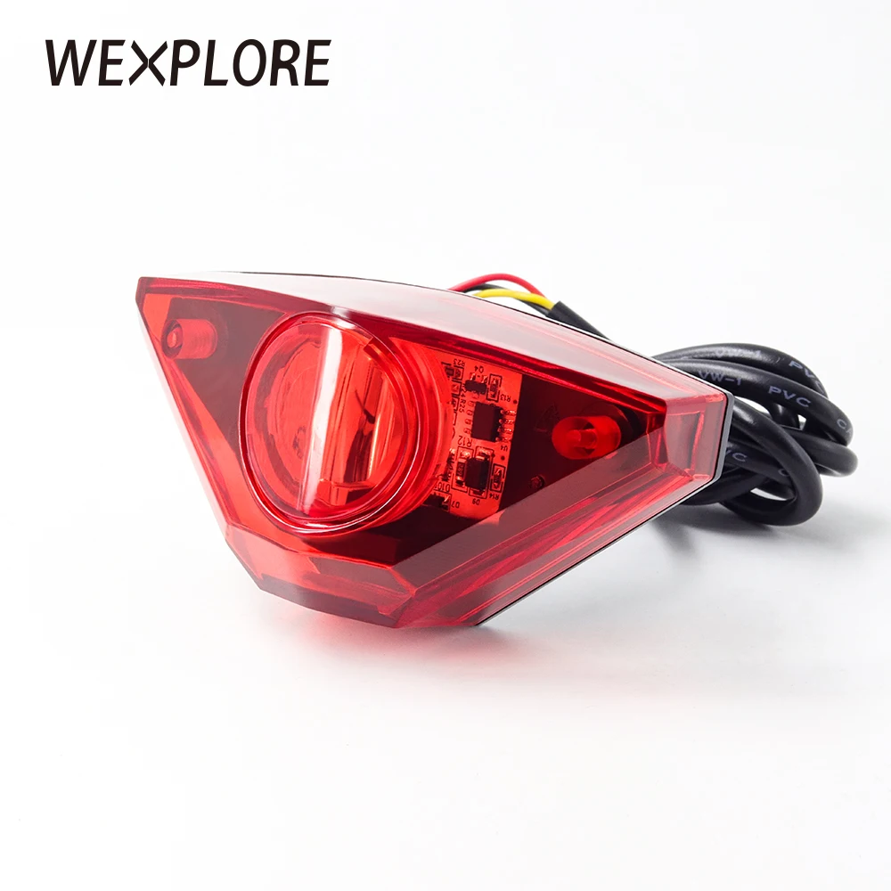 

WEXPLORE Ebike Brake Rear Light Electric Bicycle Tail light Input DC6V 12V 24V 36V 48V 60V 72V LED Ebike Rack Light E bike Lamp