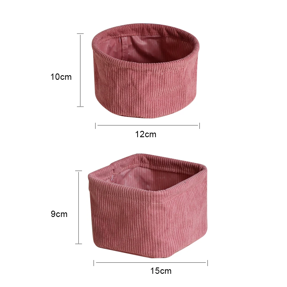 

New Foldable Sundries Storage basket Cute Printing Cosmetics Container Multifunction Corduroy Storage Basket Desktop Organizer