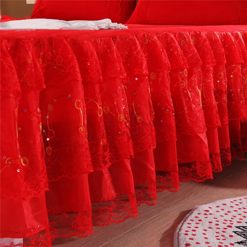 2019 Новое свадебное платье с красным кружевом покрывало простынь наволочки для