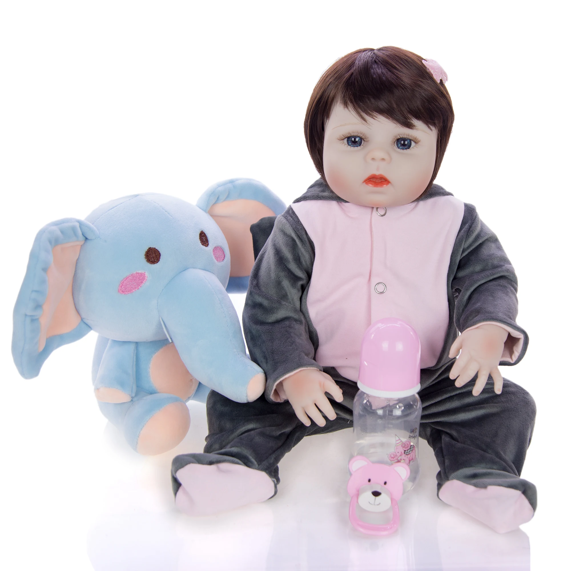 Мультфильм Косплей Слон Reborn Baby Doll девочка 19 дюймов водонепроницаемый полный