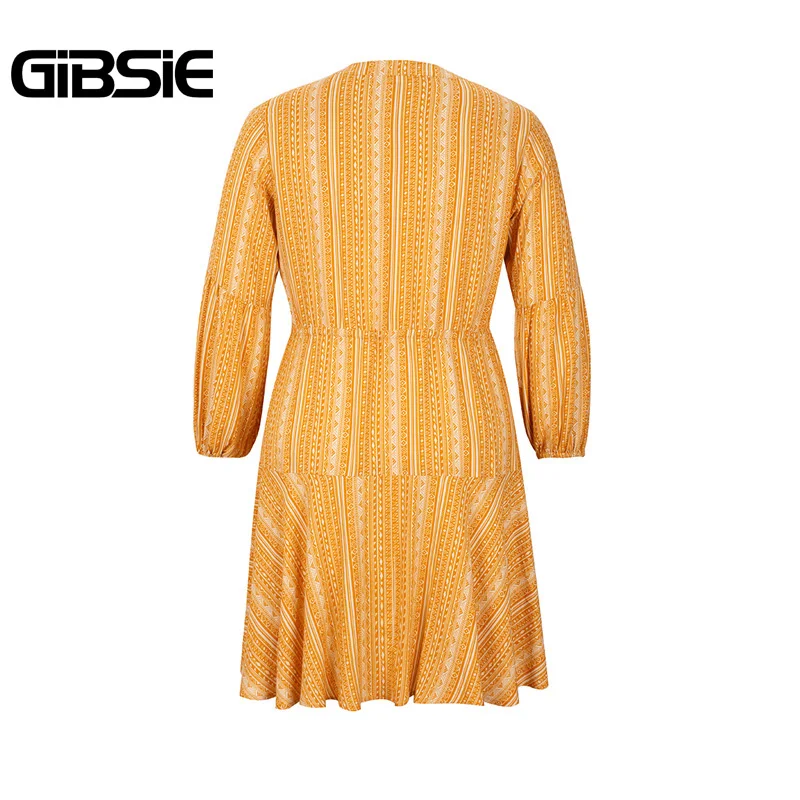 Женское винтажное платье на пуговицах GIBSIE повседневное расклешенное средней