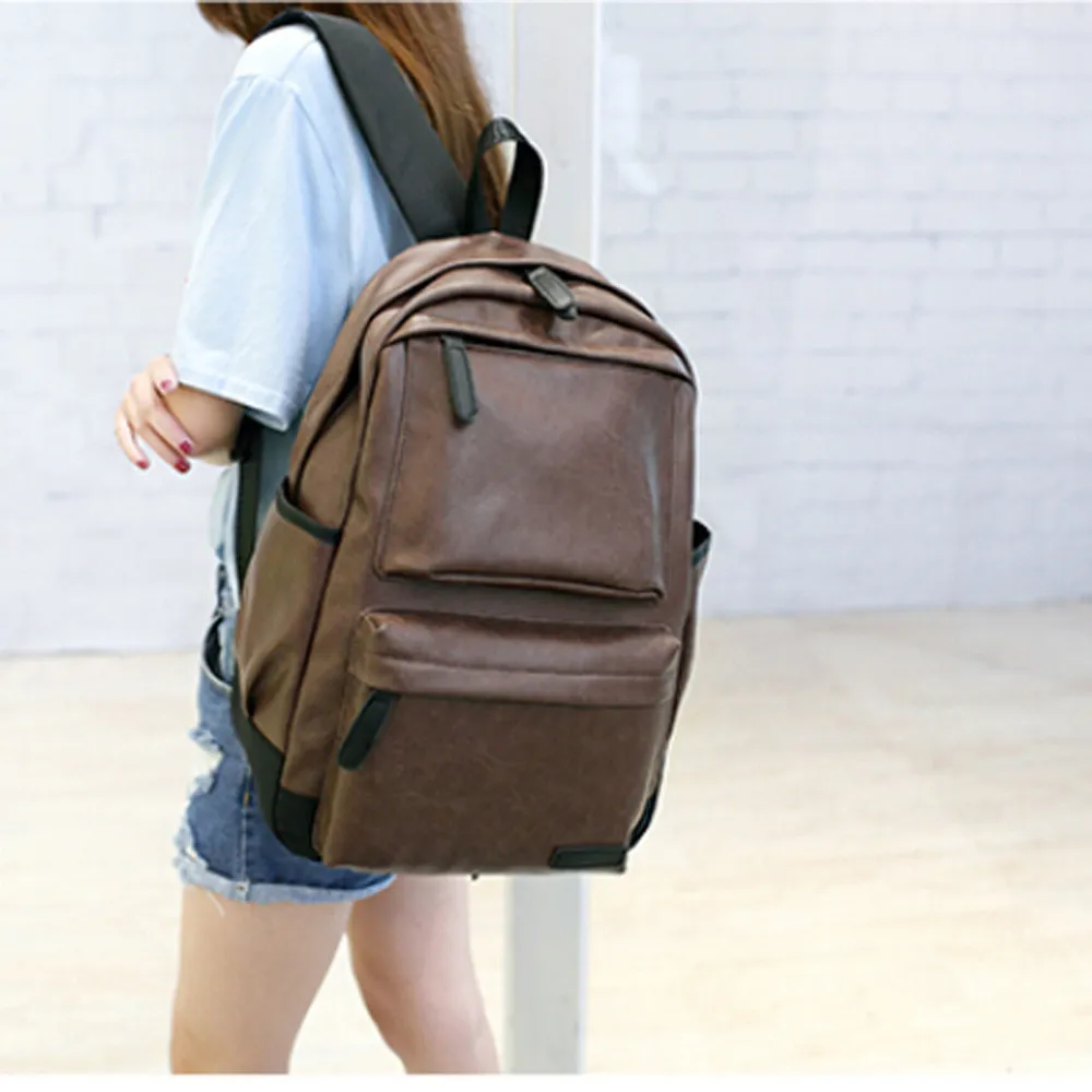

Solid Multipurpose Backpacks 2019 New Fashion Unisex Vintage Backpack Travel Leather Shoulder School Bag plecak szkolny
