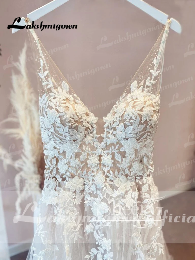 Lakshmigown Тюлевое свадебное платье с V-образным вырезом без подкладки | Свадьбы и