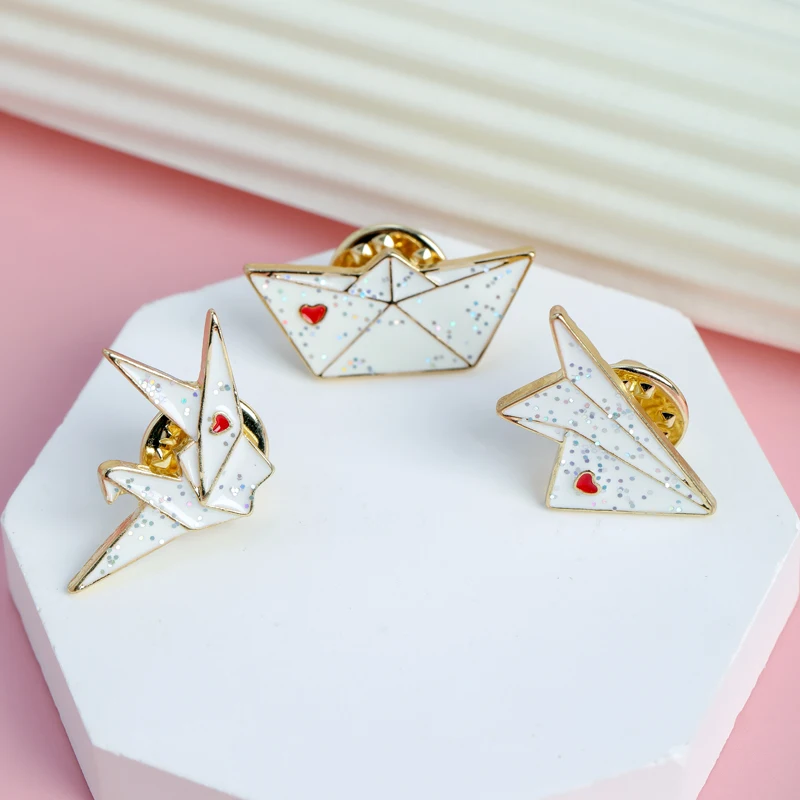 

3 PCS Aircraft Ship Bird Brooch Enamel Glaze Series Drops Brooch Badge Handbag Accessories Accessories